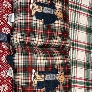Ralph Lauren Christmas!  Pair of Ralph Lauren Plaid Bear Pillows